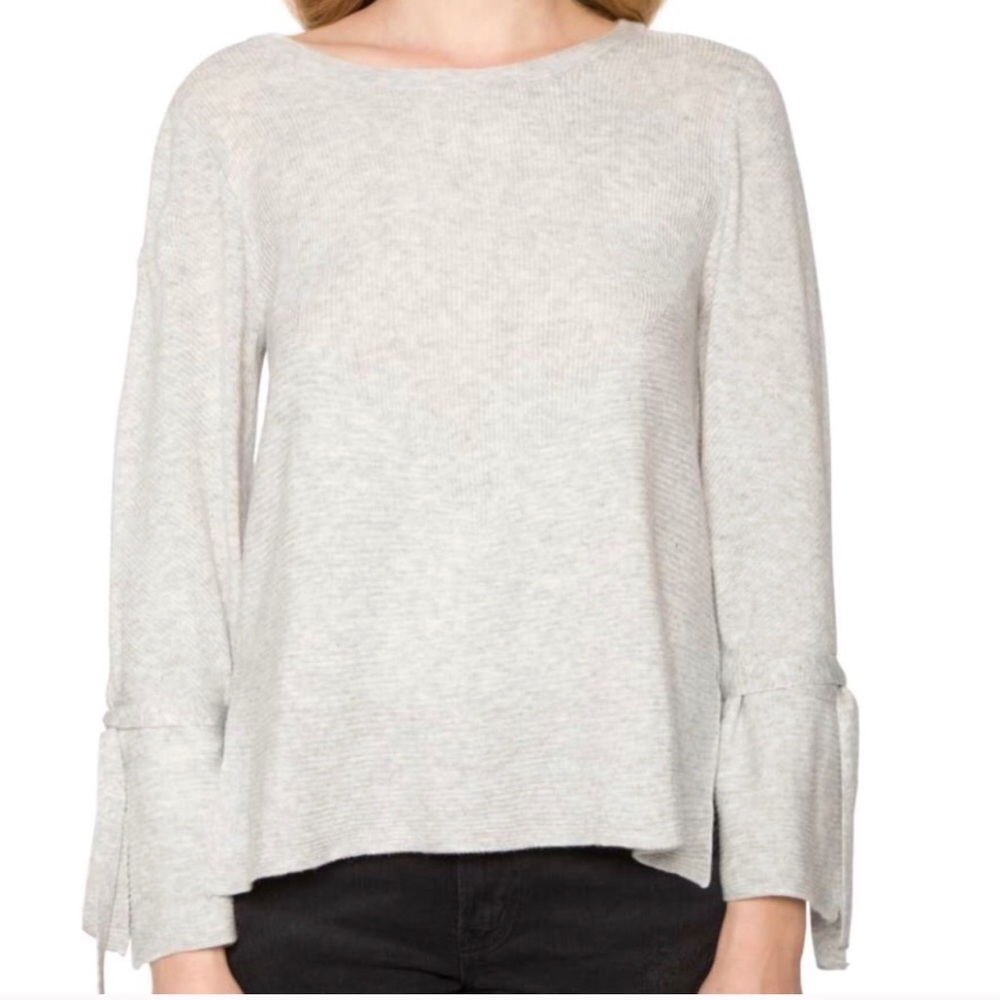 Willow and clay gray bell sleeve sweater